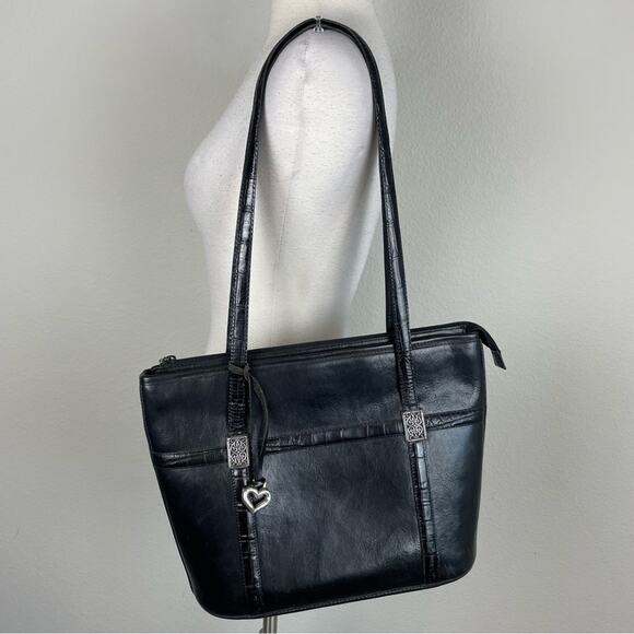 Brighton Black Structured Leather Shoulder Bag